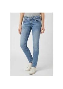 Slim-fit-Jeans Herrlicher "Touch Slim Denim", Damen, Gr. 32, L&auml;nge 30, after rain, Denim/Jeans, Obermaterial: 78% Baumwolle, 19% Polyester, 3% Elasthan, skinny fit lang, Jeans Slim-fit-Jeans, mit besonderer Nahtf&uuml;hrung