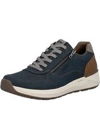 Sneaker Rieker, Herren, Gr. 44, dunkelblau kombiniert, Lederimitat, kontrastfarbene Details, Schuhe Sneaker, Schn&uuml;rschuh, Halbschuh, Freizeitschuh mit Rei&szlig;verschluss seitlich