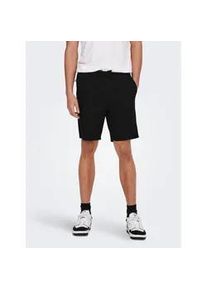 Only & Sons Shorts ONLY & SONS "ONSLINUS 0007 COT LIN SHORTS NOOS", Herren, Gr. S, N-Gr, schwarz, Web, Obermaterial: 75% Baumwolle, 25% Leinen, unifarben, loose fit kniefrei, Hosen Shorts