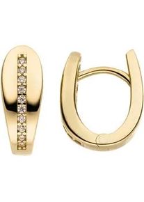 Paar Creolen Jobo "Ohrringe 13 mm", gelbgold 333, wei&szlig;, Ohrringe, Damen, Gelbgold 333, 8 Karat 333 Gold mit 20 Zirkonia