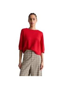 Marc O'Polo Strickpullover MARC O'POLO DENIM "aus kompaktem Baumwollgarn", Damen, Gr. L, carmine rot, Obermaterial: 100% Baumwolle, unifarben, Rundhals, Pullover Strickpullover