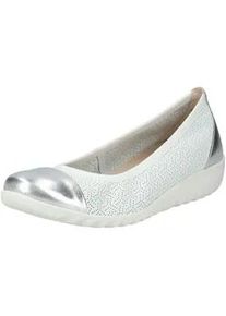 Ballerina Caprice "Caprice Ballerinas Leder", Damen, Gr. 40, silber (wei&szlig;, silber), Leder, Schuhe Ballerina