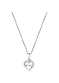 Kette mit Anh&auml;nger Firetti "Schmuck Geschenk Silber 925 Halsschmuck Halskette Panzerkette Herz", silberfarben, kristallwei&szlig;, Halsketten, M&auml;dchen, Silber 925 (Sterlingsilber), L: 38, mit Zirkonia (synth.)