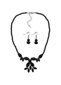 Paar Ohrh&auml;nger Steuer "Messing geschw&auml;rzt Glasstein Schwarz", Damen, Gr. one-size, Messing, schwarz, Ohrringe