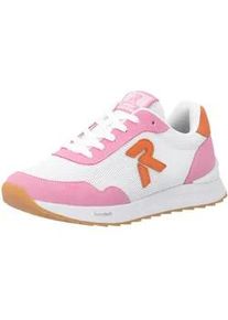 Sneaker Rieker SPORT, Damen, Gr. 37, wei&szlig;, rosa, orange, Lederimitat, Textil, Schuhe Sneaker, Schn&uuml;rschuh, Halbschuh, Freizeitsneaker mit leichter Laufsohle