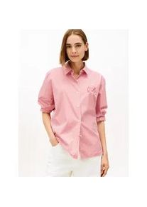 Hemdbluse Tommy Hilfiger "COTTON EASY SHIRT", Damen, Gr. 36, primary rot, ecru stripe, Web, Obermaterial: 100% Baumwolle, gestreift, regular fit Po-bedeckend, Rundhals, Blusen Hemdbluse