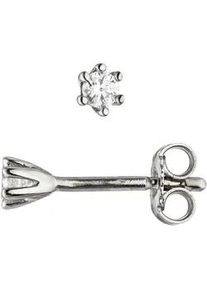 Paar Ohrstecker Jobo "Kleine Ohrringe Silberohrringe 3 mm", silber 925, wei&szlig;, Ohrringe, Damen, 3,2mm, Silber 925 (Sterlingsilber), 925 Silber rhodiniert mit Zirkonia