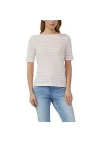 T-Shirt s.Oliver, Damen, Gr. 38, rose stripe, Jersey, Obermaterial: 100% Baumwolle, gestreift, slim fit normal, U-Boot-Ausschnitt, gerader Abschluss, Shirts T-Shirt, mit Flammgarnstruktur