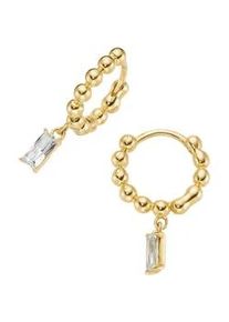 Paar Creolen Firetti "Schmuck Geschenk Silber 925 Ohrschmuck Ohrringe Kugeloptik", gelbgoldfarben, kristallwei&szlig;, kristallwei&szlig;, Ohrringe, Damen, 13mm, Silber 925 (Sterlingsilber), mit Zirkonia (synth.)