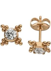 Paar Ohrstecker Jobo "Ohrringe 7 mm", ros&eacute;goldfarben, wei&szlig;, Ohrringe, Damen, Edelstahl, Edelstahl ros&eacute;goldfarben beschichtet mit Zirkonia