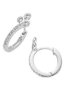 Paar Creolen Firetti "Schmuck Geschenk Silber 925 Ohrschmuck Ohrringe", silberfarben, kristallwei&szlig;, kristallwei&szlig;, Ohrringe, Damen, 12,5mm, Silber 925 (Sterlingsilber), mit Zirkonia (synth.)