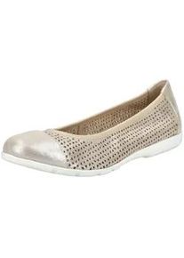 Ballerina Caprice "Caprice Ballerinas Leder", Damen, Gr. 40, grau (taupe), Leder, Schuhe Ballerina
