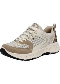 Plateausneaker Rieker, Herren, Gr. 37, creme, taupe, leo, Lederimitat, Textil, Schuhe Plateausneaker, Schn&uuml;rschuh, Freizeitsneaker, Halbschuh mit MemoSoft-Innensohle