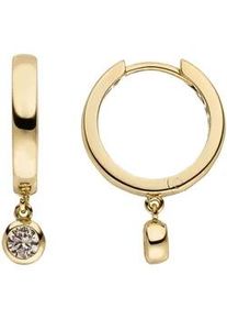 Paar Creolen Jobo "rund Ohrringe 22 mm", gelbgold 333, wei&szlig;, Ohrringe, Damen, Gelbgold 333, 8 Karat 333 Gold mit 2 Zirkonia
