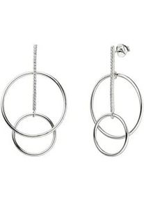 Paar Ohrh&auml;nger Jobo "Ohrringe h&auml;ngend 30 mm lang", silber 925, wei&szlig;, Ohrringe, Damen, Silber 925 (Sterlingsilber), 925 Silber mit 42 Zirkonia
