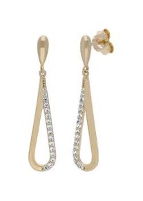 Paar Ohrstecker Firetti "Schmuck Geschenk Silber 925 Ohrschmuck Ohrringe Tropfen", gelbgoldfarben, kristallwei&szlig;, kristallwei&szlig;, Ohrringe, Damen, Silber 925 (Sterlingsilber), mit Zirkonia (synth.)
