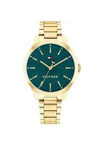 Quarzuhr Tommy Hilfiger "CHLOE", goldfarben, blau, Armbanduhren, Damen, Quarzuhr, Armbanduhr, Damenuhr, Edelstahlarmband, analog