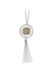 Lange Kette Firetti "Schmuck Geschenk Opal-Look Tassel Y-Kette", metallfarben, beige, Halsketten, Damen, Kunststoff Metall, L: 90, Kunststoff, Metall