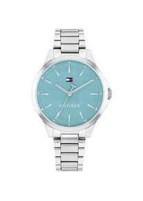 Quarzuhr Tommy Hilfiger "CHLOE", edelstahlfarben, t&uuml;rkis, Armbanduhren, Damen, Quarzuhr, Armbanduhr, Damenuhr, Edelstahlarmband, analog