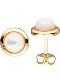 Paar Ohrstecker Jobo "Ohrringe Goldohrringe rund 8 mm", gelbgold 333, Ohrringe, Damen, 8,6mm, Gelbgold 333, 333 Gold mit Perlmutt
