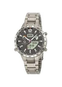 Funk-Multifunktionsuhr QUALITY TIME, titansilberfarben, Armbanduhren, Herren, Armbanduhr, Solar, Herrenuhr, analog, digital, automatischer Kalender