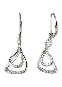 Paar Ohrh&auml;nger Jobo "Ohrringe h&auml;ngend 33 mm lang", silber 925, wei&szlig;, Ohrringe, Damen, Silber 925 (Sterlingsilber), 925 Silber mit 32 Zirkonia