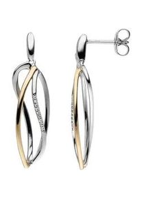 Paar Ohrh&auml;nger Jobo "Ohrringe h&auml;ngend 31 mm lang", gelbgold 333, wei&szlig;, Ohrringe, Damen, Gelbgold 333 Wei&szlig;gold 333, Gelbgold 333, Wei&szlig;gold 333, 333 Gold bicolor mit Zirkonia