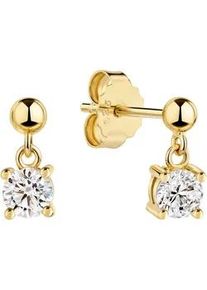 Paar Ohrstecker Firetti "Schmuck Geschenk Silber 925 Ohrschmuck Ohrringe Solit&auml;r", gelbgoldfarben, kristallwei&szlig;, kristallwei&szlig;, Ohrringe, Damen, Silber 925 (Sterlingsilber), mit Zirkonia (synth.)