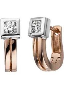 Paar Creolen Jobo "Ohrringe Ros&eacute;goldohrringe 12 mm", ros&eacute;gold 375, wei&szlig;, Ohrringe, Damen, Ros&eacute;gold 375, 375 Ros&eacute;gold mit Zirkonia