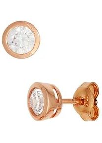 Paar Ohrstecker Jobo "Ohrringe rund 6 mm", ros&eacute;goldfarben, Ohrringe, Damen, 6,6mm, Silber 925 (Sterlingsilber), 925 Silber ros&eacute;gold vergoldet mit Zirkonia