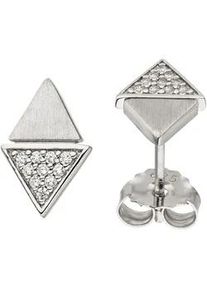 Paar Ohrstecker Jobo "Ohrringe Silberohrringe Dreiecke 11 mm", silber 925, wei&szlig;, Ohrringe, Damen, Silber 925 (Sterlingsilber), 925 Silber mit 20 Zirkonia