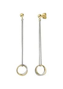 Paar Ohrh&auml;nger Jobo "h&auml;ngend 66 mm lang", silber 925, Ohrringe, Damen, Silber 925 (Sterlingsilber), 925 Silber bicolor vergoldet