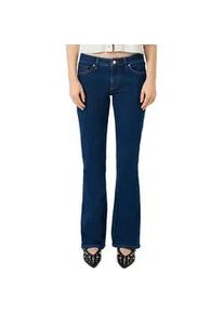 Schlagjeans QS, Damen, Gr. 36, L&auml;nge 32, blau, Denim/Jeans, Obermaterial: 84% Baumwolle, 14% Polyester, 2% Elasthan. Futter: 70% Polyester, 30% Baumwolle, unifarben, slim fit lang, Jeans, mit Schlag und Stretch