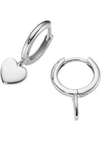 Paar Creolen Firetti "Schmuck Geschenk Silber 925 Ohrschmuck Ohrringe Herz", silberfarben, Ohrringe, Damen, 13mm, Silber 925 (Sterlingsilber)