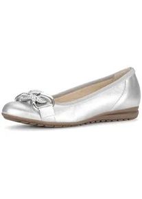 Ballerina Gabor "Sportliche Ballerina", Damen, Gr. 39, silber, Schuhe Ballerina