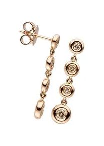 Paar Ohrh&auml;nger Jobo "Ohrringe Ros&eacute;goldohrringe 24 mm lang", ros&eacute;gold 585, Ohrringe, Damen, SI = kleine Einschl&uuml;sse, Diamanten Ros&eacute;gold 585, Diamanten, Ros&eacute;gold 585, 585 Ros&eacute;gold mit 8 Diamanten