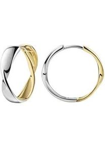 Paar Creolen ZEEme "925/- Sterling Silber rhodiniert und vergoldet", bunt (mehrfarbig), Ohrringe, Damen, one-size, Silber 925 (Sterlingsilber)