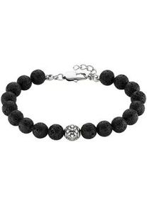 Armband Bruno Banani "Schmuck Geschenk Edelstalarmband mit Lavasteinen", schwarz (edelstahlfarben, schwarz, schwarz), Armb&auml;nder, Damen, 21cm, Edelstahl, Armband, mit Lavastein