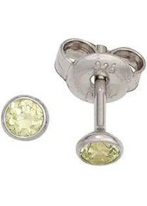 Paar Ohrstecker Jobo "Kleine Ohrringe gr&uuml;n 3,5 mm", hellgr&uuml;n, gr&uuml;n, Ohrringe, Damen, 3,5mm, Silber 925 (Sterlingsilber), 925 Silber mit Zirkonia