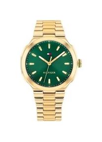 Quarzuhr Tommy Hilfiger "GEORGIA", goldfarben, gr&uuml;n, Armbanduhren, Damen, Quarzuhr, Armbanduhr, Damenuhr, Edelstahlarmband, analog