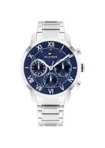 Multifunktionsuhr Tommy Hilfiger "TH-OXFORD", edelstahlfarben, blau, Armbanduhren, Herren, Quarzuhr, Armbanduhr, Herrenuhr, Edelstahlarmband, analog