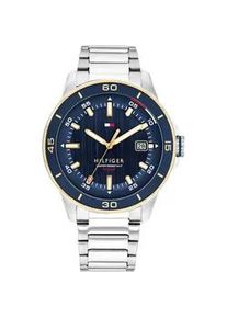 Quarzuhr Tommy Hilfiger "REMY", edelstahlfarben, goldfarben, blau, Armbanduhren, Herren, Quarzuhr, Armbanduhr, Herrenuhr, Edelstahlarmband, analog, Tag