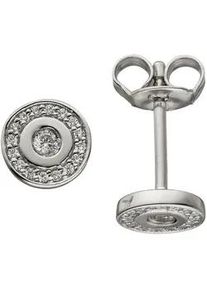 Paar Ohrstecker Jobo "Ohrringe Silberohrringe rund 6 mm", silber 925, wei&szlig;, Ohrringe, Damen, 6,5mm, Silber 925 (Sterlingsilber), 925 Silber mit 34 Zirkonia