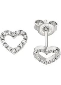 Paar Ohrstecker Jobo "Ohrringe Herz Silberohrringe 7 mm", silber 925, t&uuml;rkis, Ohrringe, Damen, Silber 925 (Sterlingsilber), 925 Silber mit 28 Zirkonia