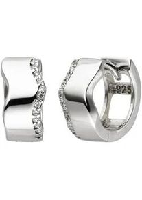 Paar Creolen Jobo "Ohrringe Silberohrringe 12 mm", silber 925, wei&szlig;, Ohrringe, Damen, 12,4mm, Silber 925 (Sterlingsilber), 925 Silber mit 24 Zirkonia