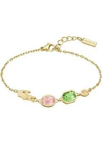 Armkette Lacoste "DEVA", gelbgoldfarben, rosa, gr&uuml;n, gelb, rosa, gr&uuml;n, gelb, Armb&auml;nder, Damen, 19cm, Edelstahl, Armkette, mit Glasstein