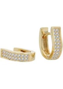 Adelia&acute;s Klappcreolen ADELIA ́S "Damen Ohrringe &ndash; Klappcreole aus 925 Silber mit Zirkonia", Damen, Gr. Damen, Silber 925 (Sterlingsilber), gold, Ohrringe Klappcreolen, Ideal zum Verschenken &ndash; schlicht und stilvoll