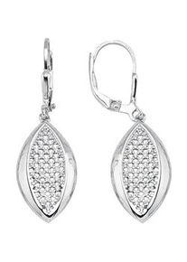 Paar Ohrh&auml;nger Jobo "Ohrringe h&auml;ngend 36 mm lang", silber 925, wei&szlig;, Ohrringe, Damen, Silber 925 (Sterlingsilber), 925 Silber mit 78 Zirkonia