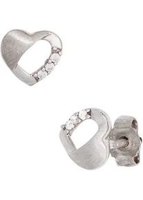 Paar Ohrstecker Jobo "Kleine Ohrringe Silberohrringe Herz 6 mm", silber 925, Ohrringe, Damen, Silber 925 (Sterlingsilber), 925 Silber mit 6 Zirkonia