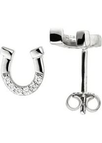 Paar Ohrstecker Jobo "Ohrringe Silberohrringe Hufeisen 8 mm", silber 925, wei&szlig;, Ohrringe, Damen, Silber 925 (Sterlingsilber), 925 Silber mit 12 Zirkonia